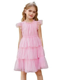 1 x Brand New GRACE KARIN Girls Summer Tutu Dress Flutter Sleeve Tiered Pageant Dresses for Birthday Party Light Pink 6-7 Years - RRP £10.94