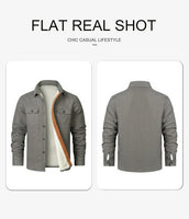 1 x Brand New Meilicloth Mens Warm Sherpa Button Down Jacket Shirt Long Sleeve Fleece Shacket with Pockets - RRP £32.99