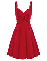 1 x Brand New SCARLET DARKNESS V-Neck A-Line Cocktail Party Dress with Drawstring Women Dress Medieval Retro Steampunk Sleeveless S Red 164S22-2 - RRP £19.99