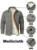 1 x Brand New Meilicloth Mens Warm Sherpa Button Down Jacket Shirt Long Sleeve Fleece Shacket with Pockets - RRP £32.99