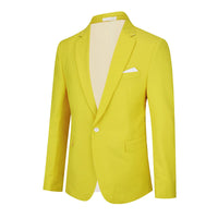 1 x Brand New YOUTHUP Mens Slim Fit Blazer 1 Button Formal Suit Jacket Classic Business Wedding Dress Tuxedo Blazers, Lemon, XXL - RRP £9.98