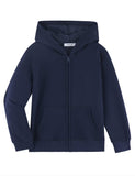1 x Brand New Dybker Boys Girls Hoodie Hooded Sweatshirts Solid Fleece Hoodies Classic Full Zipper Top Plush Cotton, Navy, 4T - RRP £17.99