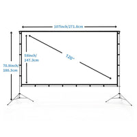 1 x RAW Customer Returns 120 inch Projector Screen with Stand, Vamvo Outdoor Indoor Projector Screen 16 9 4K Full HD for Home Theatre Office Presentation, Portable Projector Screen Winkle-Free with Carrying Bag - RRP £129.99