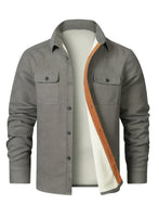 1 x Brand New Meilicloth Mens Warm Sherpa Button Down Jacket Shirt Long Sleeve Fleece Shacket with Pockets - RRP £32.99