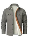 1 x Brand New Meilicloth Mens Warm Sherpa Button Down Jacket Shirt Long Sleeve Fleece Shacket with Pockets - RRP £32.99