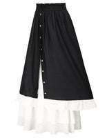 1 x Brand New SCARLET DARKNESS Women s Renaissance Skirt Elastic High Waist Double Layered Victorian Cottagecore Skirts Black M - RRP £24.49