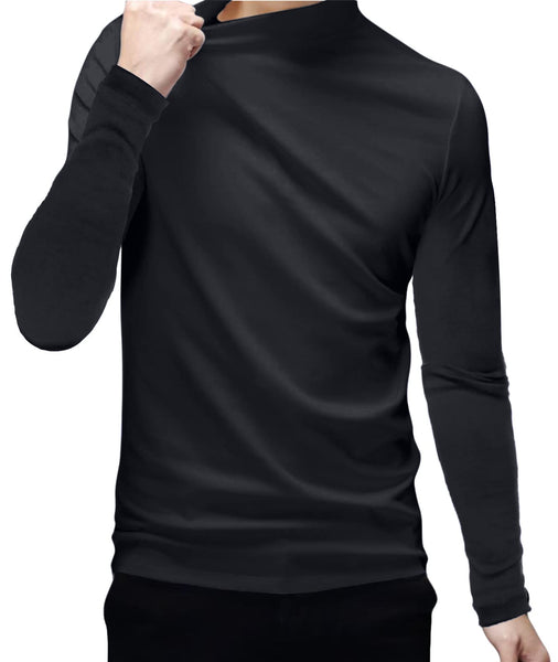 1 x Brand New Mens Mock Turtleneck T Shirts Long Sleeve Pullover Sweat ...