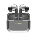 1 x Brand New Raycon The Gaming Bluetooth True Wireless Earbuds with Built in Mic, Low Latency, 31 Hours of Battery, Charging Case, Bluetooth 5.0 Jet Silver  - RRP £97.99