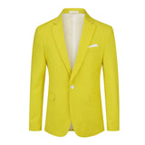 1 x Brand New YOUTHUP Mens Slim Fit Blazer 1 Button Formal Suit Jacket Classic Business Wedding Dress Tuxedo Blazers, Lemon, XXL - RRP £9.98