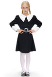 2 x Brand New BesserBay Girl Fancy Black Dress Peter Pan Collar with Belt Long Sleeves Black White 9-10 Years - RRP £33.98