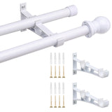 1 x Brand New INFLATION Double Curtain Poles for Windows 76-113 cm, 2.5 cm Heavy Duty Double Window Poles - Adjustable Decorative White Curtain Rod for Sliding Glass Door, Patio, Bedroom, Kitchen, Bathroom - RRP £21.99