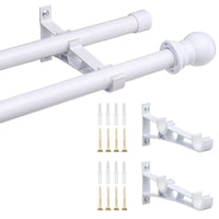 1 x Brand New INFLATION Double Curtain Poles for Windows 76-113 cm, 2.5 cm Heavy Duty Double Window Poles - Adjustable Decorative White Curtain Rod for Sliding Glass Door, Patio, Bedroom, Kitchen, Bathroom - RRP £21.99