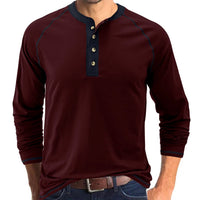 1 x Brand New Plilima Mens Henley T Shirts Long Sleeve T Shirt Casual Tops Fashion Henley Shirts Cotton T-Shirt Burgundy M - RRP £22.96
