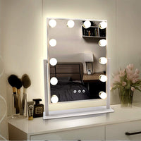 1 x RAW Customer Returns TUREWELL Hollywood Makeup Mirror with Lights,Large Lighted Vanity Mirror with 3 Color Light 12 Dimmable Led Bulbs,Smart Lighted Touch Control Screen 360 Degree Rotation White  - RRP £59.99