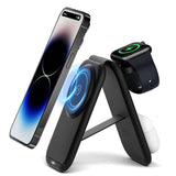 1 x RAW Customer Returns Meoligr Magnetic Wireless Charger for Apple Series, Foldable Travel 3 in 1 Fast Mag-Safe Charging Station with 15W Adapter, iPhone 14, 13, 12 iWatch Ultra 8 7 6 5 4 3 2, AirPods 3 2 Pro, Black - RRP £21.74