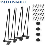 1 x RAW Customer Returns YIKE Hairpin Table Legs Metal Set of 4PCS, 16 41CM Black Max Support 380lbs with Protector Feet, Mid-Century Modern Style for Furniture Legs, Coffee Table Legs, Bench Legs, Chair Legs, Ect. - RRP £20.9