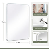 1 x RAW Customer Returns Dripex 55 x 75cm Rectangle Mirror, Rectangular Hanging Wall Mirror - Home Decorative Wall Mounted Vanity Mirror for Bathroom, Dressing Room Living Room, White - RRP £74.99