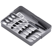 1 x RAW Customer Returns Lifewit Cutlery Drawer Organiser, Compact Utensil Tray for Kitchen, Expandable Knife and Fork Drawer Organiser, Adjustable Plastic Silverware Flatware Holder for Spoons Storage Organisation, Grey - RRP £11.99
