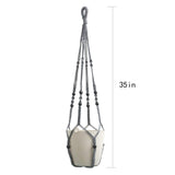 1 x RAW Customer Returns Macrame Plant Hanger Indoor Hanging with Wood Beads Macrame Planters No Tassel for Indoor Outdoor Boho Home Decor 35 Inch Gray,1pc  - RRP £15.49