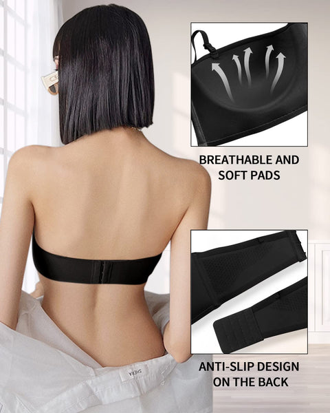 WOWENY Padded Bandeau Bra for Women Strapless Underwear Bralette