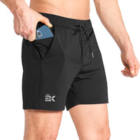 1 x Brand New BROKIG Men s Gym Running Shorts,Half-Back Workout Sports Shorts Elastic Waistband with Zip Pockets M,Black  - RRP £21.98