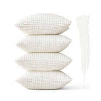 1 x Brand New MIULEE Cushion Covers Striped Corduroy Fabric Square Throw Pillow Cover Decorative Pillowcases with Invisible Zipper for Sofa Chair Couch Bedroom 12x20 inch 30x50 cm 4 Pieces Cream - RRP £14.29