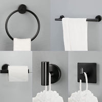 3 x Brand New 7 Pcs Towel Bars Bathroom Accessories Set-XINGLO- Towel Bar 1, Toilet Paper Holder 1, 1 Hand Towel Ring ,4 Towel Robe Hook,304 Stainless Steel , Screws Mounting,Matte Black Finish - RRP £101.94