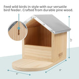 1 x RAW Customer Returns WILDLIFE FRIEND Large Solid Wooden Bird Feeder House with Metal Roof for Large Birds like Woodpeckers, Jays, Magpies - Bird Feeders, Food Dispenser, Bird House - RRP £25.69