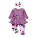 1 x Brand New Planooar Toddler Baby Girl Clothes Outfit Ruffle Long Sleeve Tops Pants Headband - RRP £13.99