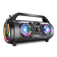 1 x RAW Customer Returns Bluetooth Speaker, 30W Wireless Portable Speakers with Subwoofer, FM Radio, Colorful Lights. Outdoor Boombox Support USB AUX TF Card Microphone Jack Remote Control for Home, Party, Camping, Travel - RRP £59.99