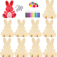 1 x RAW Customer Returns HBell Easter Wooden Bunny Decoration,10pcs Easter Rabbit Wooden Chips with Colorful Pompoms and Fake Eyes,3D Unfinished Bunny Wooden Ornament Craft,Easter Bunny Children s DIY Craft Sets - RRP £7.99