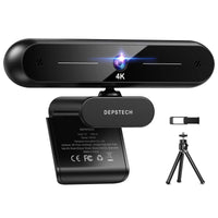 1 x RAW Customer Returns DEPSTECH 4K Webcam, Webcam for PC with Dual Microphone Autofocus 8MP HD Webcam with Sony Sensor, Privacy Cover and Tripod, USB Computer Streaming Webcam for Laptop PC Video Call Skype Zoom - RRP £49.99
