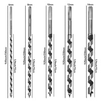 1 x RAW Customer Returns 5 Pcs Long Wood Drill Bits Set, Straight Auger Shank, High Cutting Speeds, Hexagonal Auger Bit 6mm 8mm 10mm 12mm 14mm 230mm for Wood, Block Brick Tile, and Plastic - RRP £19.79