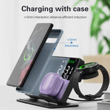 1 x RAW Customer Returns Sikai Wirelss Samsung Charging Station For Galaxy S23 S22 Ultra S21 S20 S10 with Digital Alarm Clock, 3 in 1 Wireless Compatible Watch 5 5pro Charger, Buds With Adapter  - RRP £36.99