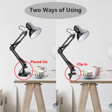 1 x RAW Customer Returns smart spring Desk Lamp E27 Screw Bulb Holder Swing Arm Architect Lamp Flexible Clamp on Table Lamp Clear Black Desk Light for Reading Working Office Crafts with A60 3000K LED Bulb - RRP £23.99