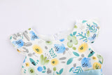 1 x Brand New SMILING PINKER Toddler Baby Girls Dress Ruffle Sleeve Cotton Flower Print Sundress Blue Flower,7-8 Years  - RRP £15.36
