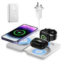 1 x RAW Customer Returns Olycism 3 in 1 Wireless Charger Wireless Charging Station Foldable Magnetic Induction Wireless Charger for iPhone 15 14 13 12 11 Pro Max Mini XS XR for Samsung Galaxy S22 S21 S20 S10 iWatch Air Pods - RRP £17.99
