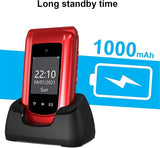1 x RAW Customer Returns Tosaju 2G Flip Senior Mobile Phones Unlocked Sim Free for Elderly People Simple Big Button Mobile Phone for Seniors with SOS Botton Easy to Use Basic Cell Phone 1000mAh Battery 2.4 LCD Display Red - RRP £39.99