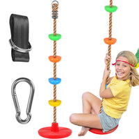 1 x RAW Customer Returns WAREMAID Climbing Rope Tree Swing with Platforms and Disc Swings Seat, Outdoor Backyard Playground Swingset Accessories with 59 Tree Swing Strap and Snap Hooks for Kid, Outside Tree Swing Set - RRP £32.99
