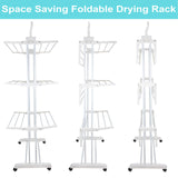 1 x RAW Customer Returns Voilamart Clothes Airer 3 Tier Foldable Laundry Drying Clothes Rack Outdoor Indoor Heavy Duty Clothing Horse Garment Dryer Stand on Wheel, Grey - RRP £31.98