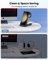 1 x RAW Customer Returns 3 in 1 Wireless Charging Station for Samsung, CIYOYO 18W Fast Charger Stand for Samsung Galaxy S24 S23 Ultra S22 S21 S20 Z Flip Fold 4, Galaxy Watch 6 5 5 Pro 4 3, Galaxy Buds 2 Pro, With Adapter - RRP £35.99