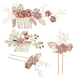 5 x Brand New 4 Pcs Set Decorative Pearl Comb Flower Bridal Hair Pins Set Crystals Headband Decorative Wedding Hair Comb Hair Accessories for Brides Girls - RRP £43.95