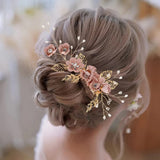 5 x Brand New 4 Pcs Set Decorative Pearl Comb Flower Bridal Hair Pins Set Crystals Headband Decorative Wedding Hair Comb Hair Accessories for Brides Girls - RRP £43.95