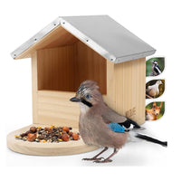 1 x RAW Customer Returns WILDLIFE FRIEND Large Solid Wooden Bird Feeder House with Metal Roof for Large Birds like Woodpeckers, Jays, Magpies - Bird Feeders, Food Dispenser, Bird House - RRP £25.69