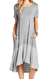 1 x Brand New JayscreateEU Womens Maxi Long Dress Ladies Pockets T Shirt Cotton Summer A-line Dress, S Grey - RRP £23.99