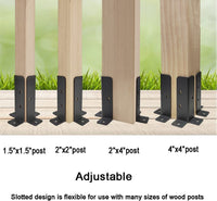 1 x RAW Customer Returns VANROUG 8Pcs Adjustable Wood Fence Pergola Post Base Brackets kit Fit 1.5x1.5,2x2,2x4,4x4 Post,Heavy duty fence post holder support base for Deck Railing Mailbox - RRP £51.38