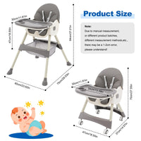 1 x RAW Customer Returns High Chair for Babies Toddlers 3in1 Convertible Baby High Chair Adjustable Backrest Footrest Seat Height Booster Seat Rocking Chair Reclining Seat Detachable PU Cushion and Double Tray - RRP £62.99