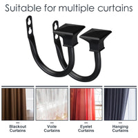 25 x Brand New Roof Decorative Curtain Hold Back, Wall-mounted Curtain Hooks for Bedrooms, Living rooms, Offices, with Screws, Black, 2 Pack - RRP £305.0