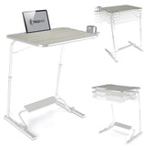 1 x RAW Customer Returns FoldWise Folding Laptop Table for Sofa - Wooden Portable Computer Desk Overbed Small Table, Adjustable Height, Tilt Angle, Footrest, Cupholder, Tablet Holder Edge Stopper - RRP £59.99