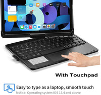 1 x RAW Customer Returns PboyiqiS Touchpad Keyboard Case for iPad 10th Generation 2022, Backlit Trackpad Keyboard Folio Smart 360 Rotatable Stand Cover with Pencil Holder Silver  - RRP £60.73